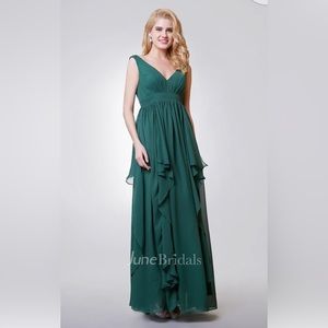 Forest Green Chiffon Dress with Layers